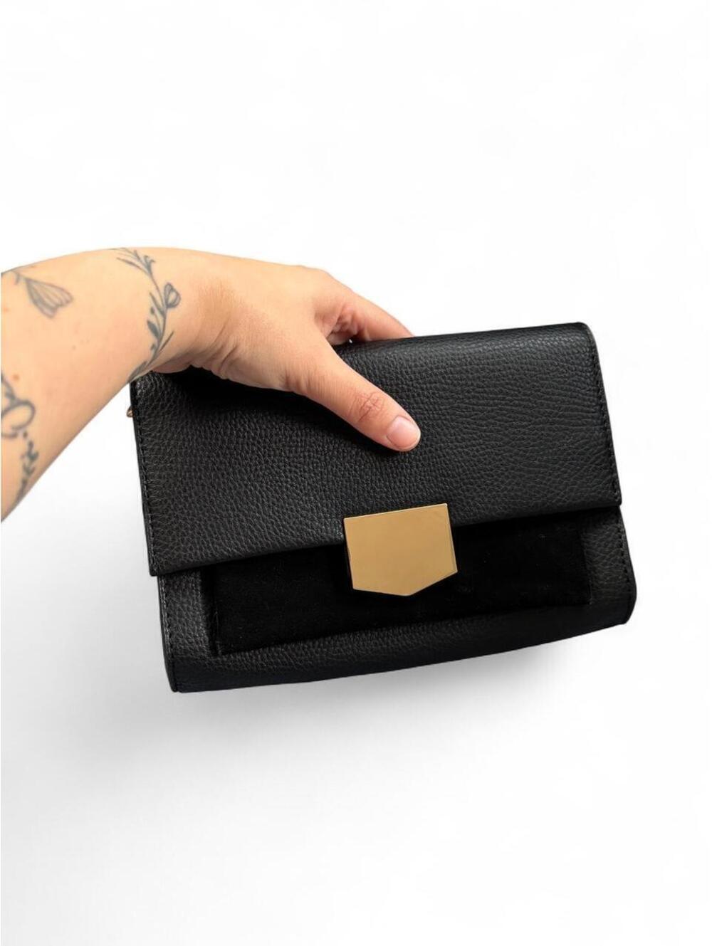 Moda Luxe Black Gold Convertible Clutch Crossbody Bag
